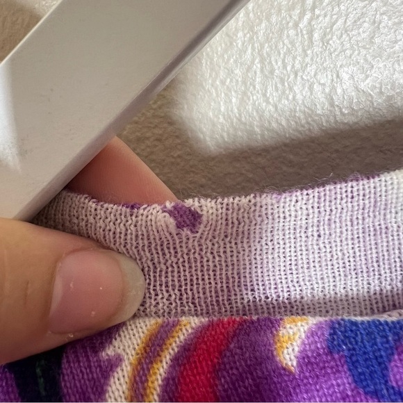 Talbots Shadow Paisley Purple Pure Merino Wool Long Sleeve Sweater Size XL - Picture 8 of 8